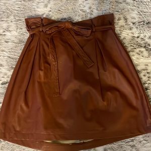 False Leather Tie Skirt